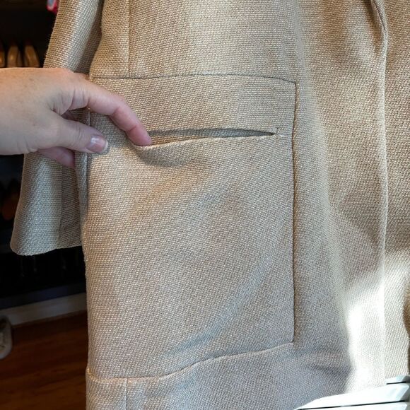 Zara Textured Weave Oversized Tan Blazer - Picture 6 of 7